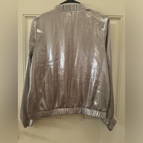Vintage Juicy Couture Metallic Silver Bomber Jacket Size M - Picture 2 of 8